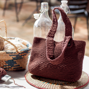 Brown crocheted bag
