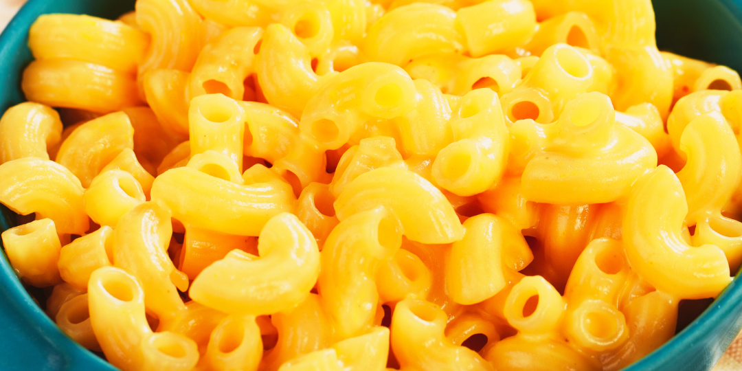 Image of a bowl of pasta and a banner that reads Bayouland Food banks