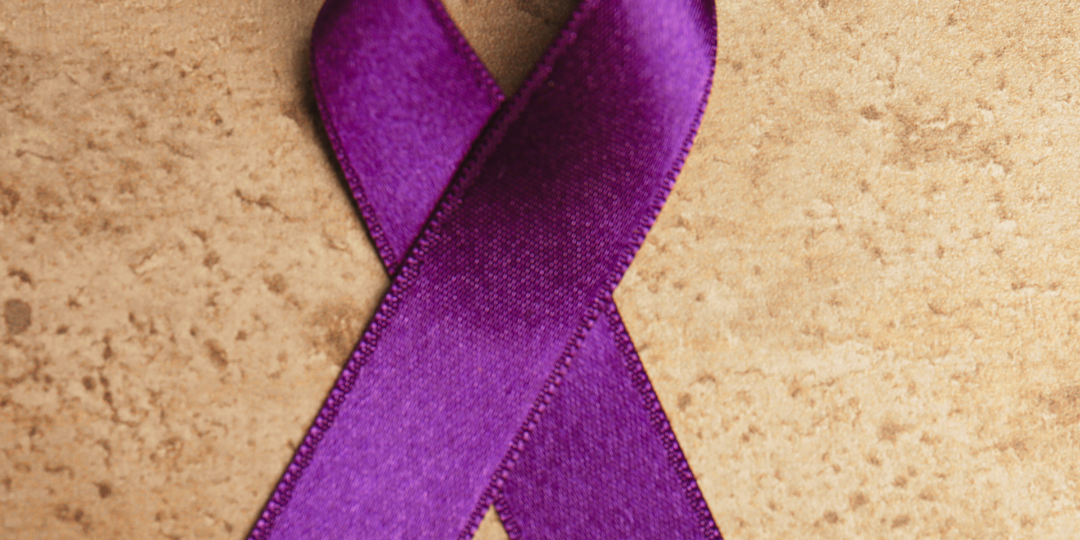 A purple Ribbon and a banner that reads Northwest Louisiana Domestic Violence Resources