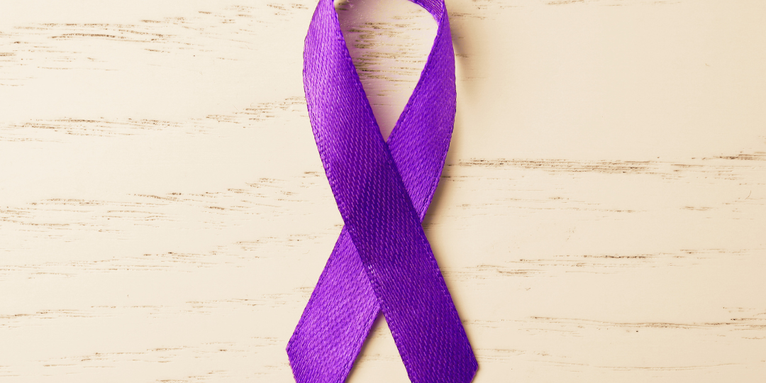 a purple ribbon and a banner reading Southwest Louisiana Domestic Violence Resources